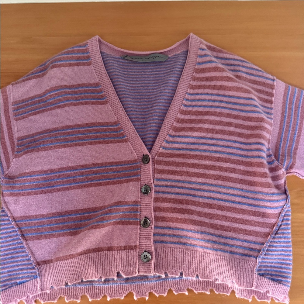 Raquel Allegra Pink and Purple Striped Cardigan